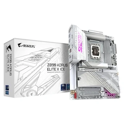 Imagen de GIGABYTE Placa Base Z890 AORUS Elite X Ice Compatible con procesadores Intel Core Ultra (Serie 2), 16+1+2 Fases VRM, hasta 9500MHz DDR5 (OC), 1xPCIe 5.0 + 4xPCIe 4.0, Wi Fi 7, LAN 2.5GbE