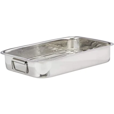 Imagen de Space Home Rustidera de Horno con Grill Bandeja Universal para Asar Hornear Rejilla Fuente Acero Inoxidable 35 cm