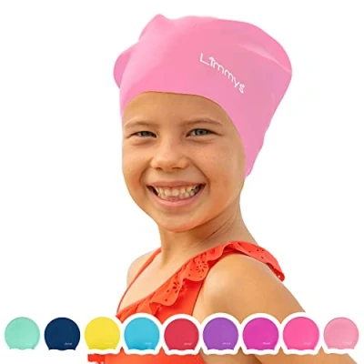Imagen de Limmys Gorro de Piscina para Niños con Pelo Largo Niño y Niña 100% Silicona Cómodos, Elásticos Calidad Natación Infantil (Verde Tiffany)