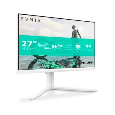 Imagen de Philips Evnia 27M2N3201A Monitor Gaming de 27 Pulgadas Full HD, 180 Hz, 0,5 ms, FreeSync Prem., G Sync Comp., HDR10 (1920x1080, 2X HDMI, DisplayPort) Blanco
