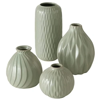 Imagen de Boltze Zalina 2025736 Jarrones Decorativos (4 Piezas, Porcelana, esmaltados, Varios Patrones y tamaños, Altura 9 19 cm, diámetro 11 cm)