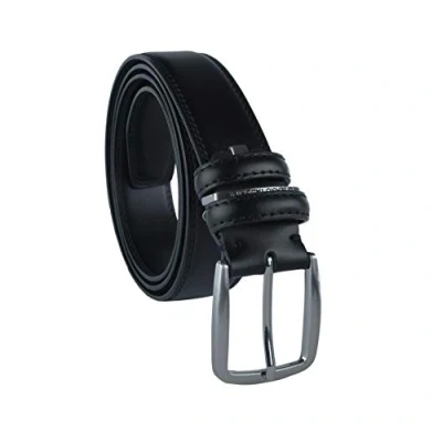 Imagen de Sergio Tacchini Cinturón para hombre en piel auténtica, hebilla acortable sin níquel (Negro dos costuras 348, 115 cm (TG 50 52))