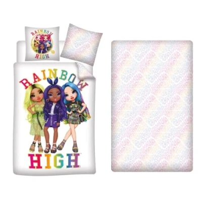 Imagen de Aymax Rainbow High, funda nórdica reversible de 140 x 200 cm + almohada 63 sábana bajera a juego 90 190