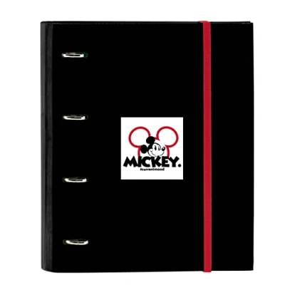 Imagen de Mickey MOUSE Mood Carpeta 4 Anillas de 35 cm con 100 Hojas A4, Ideal para Niños Diferentes Edades, Cómoda y Versátil, Calidad Resistencia, 27x3.5x32 cm, Color Negro rojo
