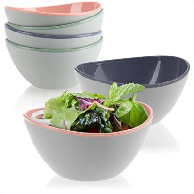 Imagen de com four® Juego de 6 Ensaladeras, Tazones Decorativos para Ensaladas, Frutas, Bocadillos y Mucho Más, Cuencos Aptos Lavavajillas