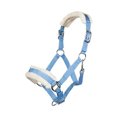 Imagen de HKM 11796 Cabestro de caballo acolchado felpa Bischofshofen, azul bebé, pura sangre