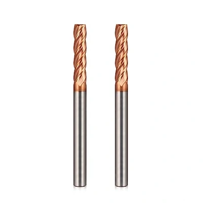 Imagen de 8 mm Fresadora de carburo tungsteno, fresa vástago 4 flautas, 35 longitud corte, en espiral, 2 piezas TiSiN Coat Fresado, 55 HRC, juego brocas para aleación aluminio,
