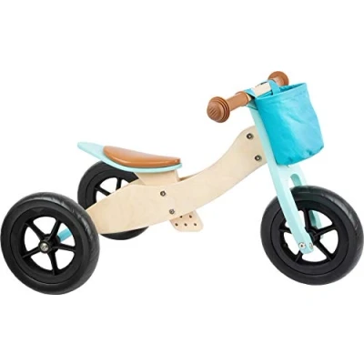 Imagen de 11609 Triciclo Bicicleta Maxi 2 en 1, small foot, de Madera, Turquesa, y con Asiento Ajustable neumáticos Goma.