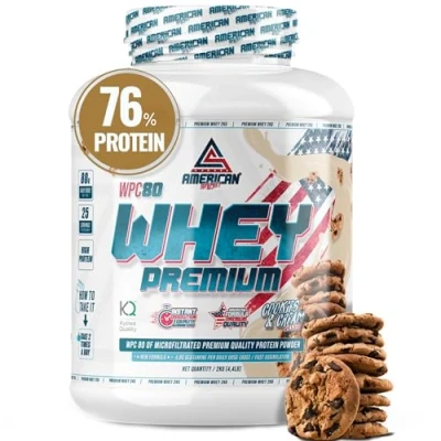 Imagen de AS American Suplement Premium Whey Protein Proteína de Suero Leche Aumentar Masa Muscular Alta Concentración WPC80 Kyowa Quality® (2 kg, Cookies)