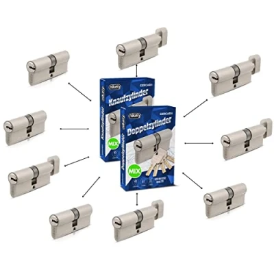 Imagen de GERCAR 9x cilindro de cerradura/cerradura barril perfil o pomo MIX 60/70/80/90 mm combinación libre diferentes tamaños con la misma llave 45 llaves sistema OKS