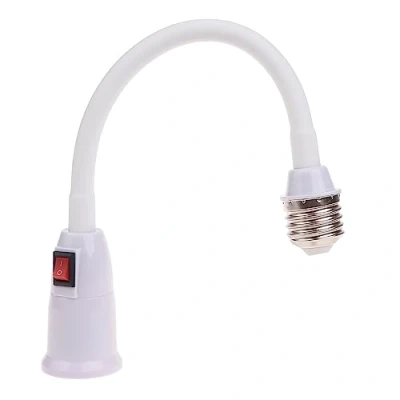 Imagen de lxuebaix Adaptador Extensor de Casquillo luz, convertidor Bombilla extensión E27 a E27, Cuello Cisne Flexible y con Bombilla, Color Blanco