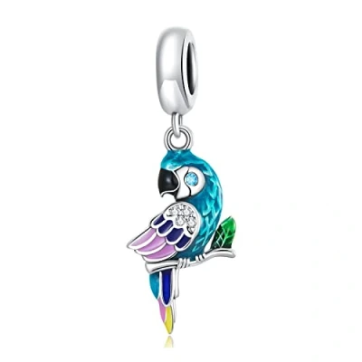 Imagen de DYXIA Charm Pendant, Parrot 925 Sterling Silver Bead for Pandora Troll Chamilia Biagi y Pulseras Collares Europeos SCC2271