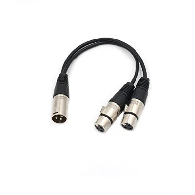 Imagen de cable divisor XLR JLTPH 3 pines Y adaptador macho a 2 hembras DMX para micrófono
