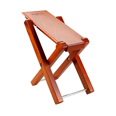 Imagen de KingPoint Taburete para guitarra de madera maciza, 4 niveles altura caoba, patas plegables (madera caoba)
