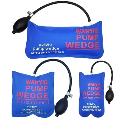 Imagen de WANYIG 3 Piezas Cuña del Aire Hinchable Air Wedge Pump Barra de Palanca Shim Inflable Bomba (Plaza+ Rectángulo grande+ pequeño)