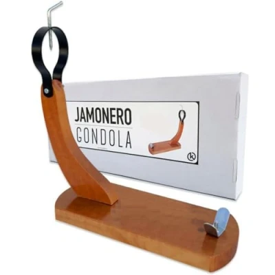 Imagen de KROWN jamonero Góndola Lacado Economico, Profesional, Soporte Tipo Gondola, Base de Corte para Usar con Cuchillo jamonero, Jamon iberico, Fabricado en España