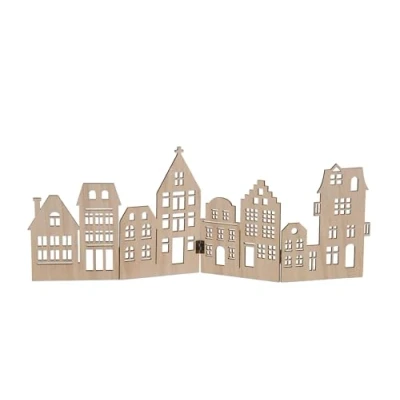 Imagen de Spetebo Skyline Figura decorativa de madera plegable (50 x 22 cm), diseño ciudad Navidad