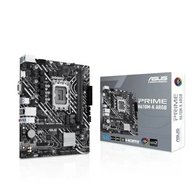 Imagen de ASUS Prime H610M K ARGB Placa Base Micro ATX Intel H610 LGA 1700 (DDR5, PCIe 4.0, M.2, Realtek 1 GB Ethernet, HDMITM/VGA, USB 3.2 Gen 1, SATA 6 Gbps, cabeceras direccionables 2, Aura Sync)