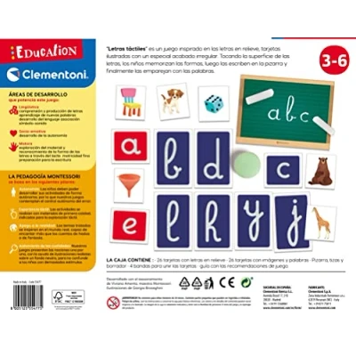 Imagen de Clementoni Montessori Letras Táctiles, Juego Educativo Letras, Aprender a Escribir, Partir de 3 años (55477)