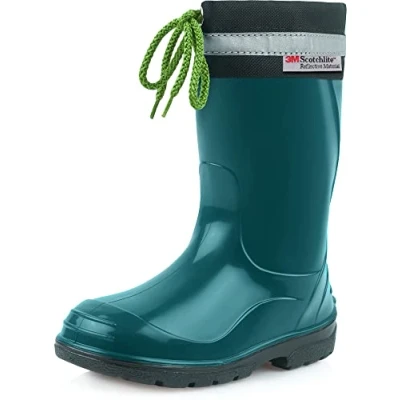 Imagen de Ladeheid Botas de Agua para niños Lluvia con Suelas Antideslizantes Unisex Goma Niñas Rainboots for Kids Impermeables LA 972 (Verde Oscuro/Negro, 24 EU)