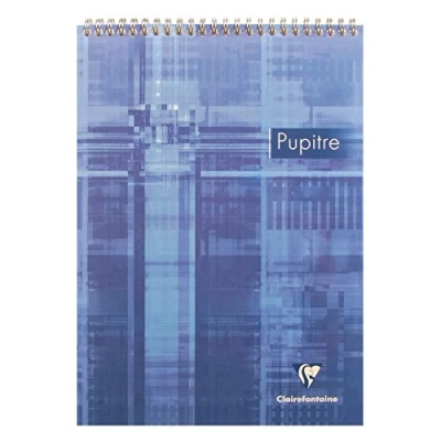 Imagen de Clairefontaine 8151C Un bloc pupitre à spirale en tête 160 pages détachables 21x29,7 cm 90g grands carreaux, couverture carte pelliculée couleur aléatoire