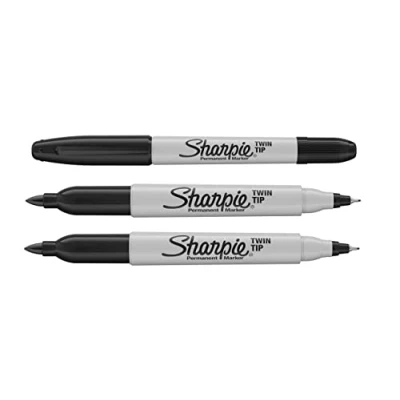 Imagen de Sharpie Rotuladores permanentes de doble punta, tinta negra, paquete 3, puntas finas y ultrafinas