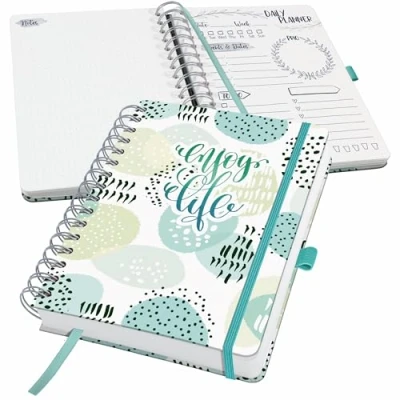 Imagen de SIGEL JP201 Jolie Agenda sobremesa diaria sin fecha Mint Inspiration 120 g/m² 16,8 x 21,5 cm hardcover 240 páginas blanco, mint, gris