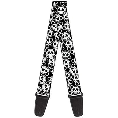 Imagen de Correa para guitarra con hebilla, diseño de oso panda disperso, color negro y blanco, 5 cm ancho, 71 137 longitud
