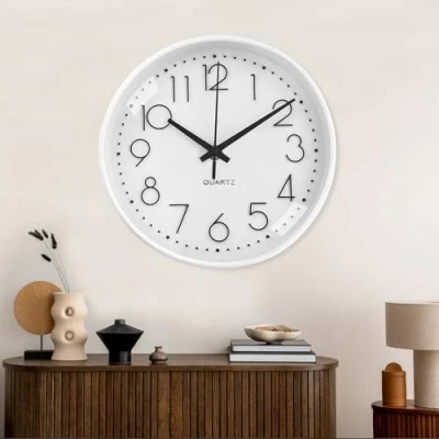 Imagen de Gentpovth 8 Pulgadas Clasico Decorativo sin Tictac, Reloj Silencioso Redondo, con Panel de Vidrio Transparente, Funciona Pilas (batería no incluida), para hogar y Escuela