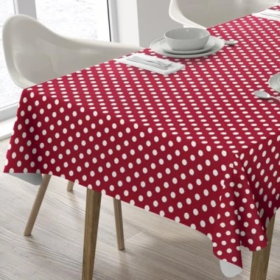 Imagen de Home Direct Mantel de Hule, Rectangular 140 x 180cm Lunares Rojo