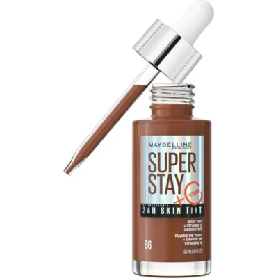 Imagen de Maybelline New York,Base de maquillaje enriquecida con Vitamina C, Hasta 24H, Acabado luminoso, Superstay Skin Tint, Tono 66