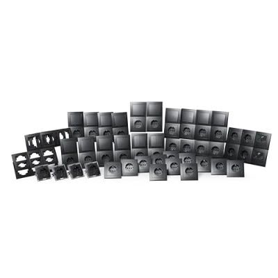 Imagen de MC POWER FLAIR juego de enchufes e interruptores pared I Vivienda unifamiliar 95 piezas antracita, mate