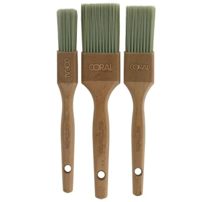 Imagen de Coral Earthwise 31857 Juego de Pinceles Pintura con Mango Madera FSC ecológico y filamentos Finos 1 Pulgada, 1.5 Pulgadas, 2 Pulgadas