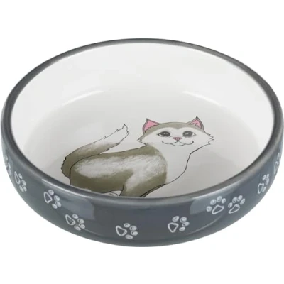Imagen de Trixie Comedero Gatos, Hocico Corto,Cerám, 15 cm,Gris