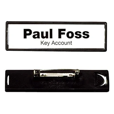 Imagen de Durable 813301 Tarjeta de identificación Clip Card (con alfiler placa, 17 x 67 mm) Paquete 25 piezas, negro