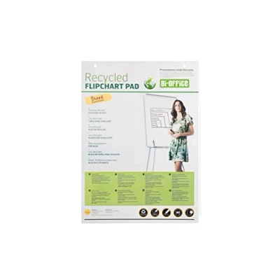 Imagen de Bi Office Earth Bloc de Papel Reciclado para Pizarra Rotafolios, Euro, 20 Hojas por Bloc, 55 g/m², Paquete 5 Bloques