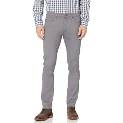 Imagen de Amazon Essentials Pantalón de Sarga Elástico con 5 Bolsillos y Ajuste Ceñido Hombre, Gris Oscuro, 34W / 33L