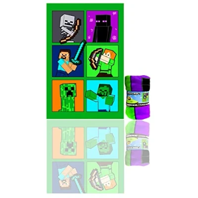 Imagen de Minecraft Manta infantil con licencia oficial (150 x 100 cm)