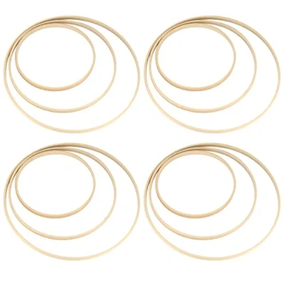 Imagen de 12 Piezas Anillos de Bambú, Aros Madera para Decoración Coronas Atrapasueños, Macrame Manualidades DIY Boda