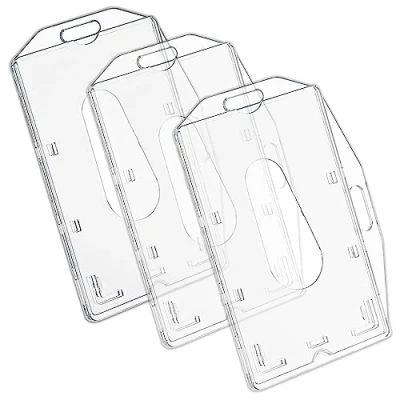 Imagen de vgggrd Badge Holder,3 Transparente Plástico Duro Titulares, Vertical y Horizontal Tarjetas de Identificación,Tarjetero Doble Cara para Conferencias Empleados Estudiantes Ferias