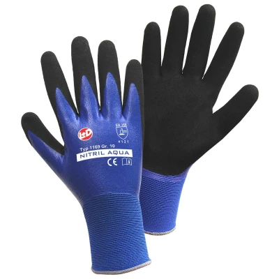 Imagen de L+D 1169 8 Guantes de protección Azul, negro Nylon