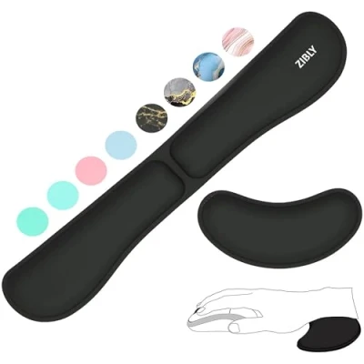 Imagen de Zibly Reposamuñecas ergonómico de gel para teclado y mouse computadora, espuma viscoelástica sedosa escribir, computadora portátil almohadillas escritorio mano