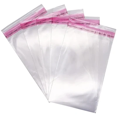 Imagen de SKIR&#039;CO bolsas de celofán transparentes 12 x 17 cm, plástico autoadhesivas, OPP, autosellantes para alimentos, 100 unidades