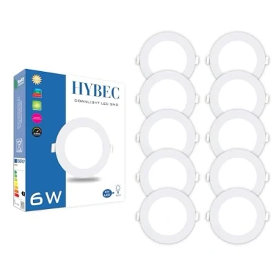 Imagen de CLAR Hybec Downlight LED techo empotrable, Foco Interior techo, Driver incluido, Luz Fría 6000ºK 6W (Pack 10)