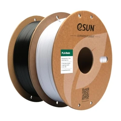 Imagen de eSUN PLA Filamento 1.75mm, Basic Precisión Dimensional +/ 0.05mm, 1KG por Carrete, 2 Carretes para 3D Impresoras,Blanco Frío y Negro