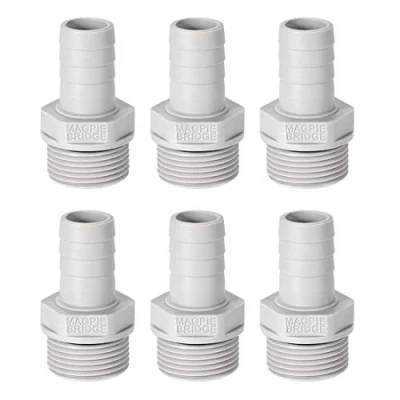 Imagen de Adapter Adaptador de PVC para barb 16 mm o 5/8 pulgadas (3/4&quot;, G macho, 6 unidades)