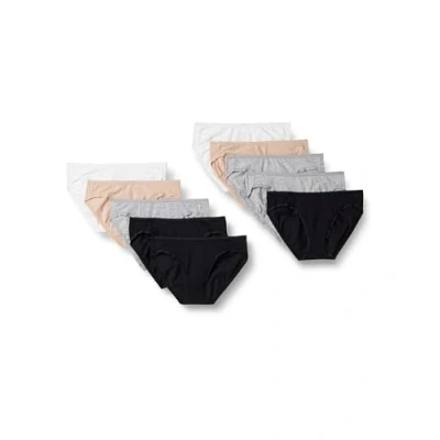Imagen de Amazon Essentials Braguita de bikini algodón (disponible en tallas grandes) Mujer, Pack 10, Blanco/Gris Mezcla/Negro/Rosa Claro, 48