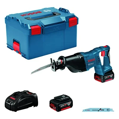 Imagen de Bosch Professional GSA 18 V LI Sierra sable a batería (2 baterías x 5.0 Ah, V, 2.400 2.700 cpm, control de velocidad, en L BOXX)