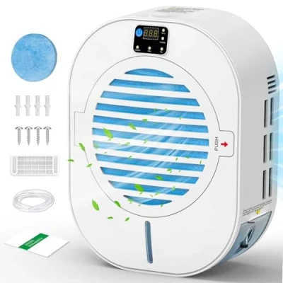 Imagen de NIUXX Deshumidificador, Deshumidificador Portátil con Pantalla Digital de Humedad, Pequeño Silencioso Inteligente para Baño Dormitorio, Drenaje Continuo y Sistema Filtrado