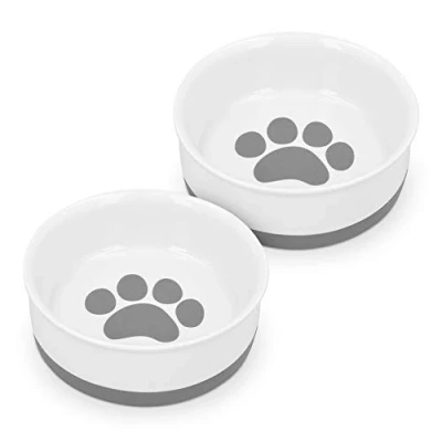 Imagen de Navaris Comedero y Bebedero para Mascotas 2X Cuenco Antideslizante de Porcelana Agua Comida Perros gatos Conejos Apto lavavajillas